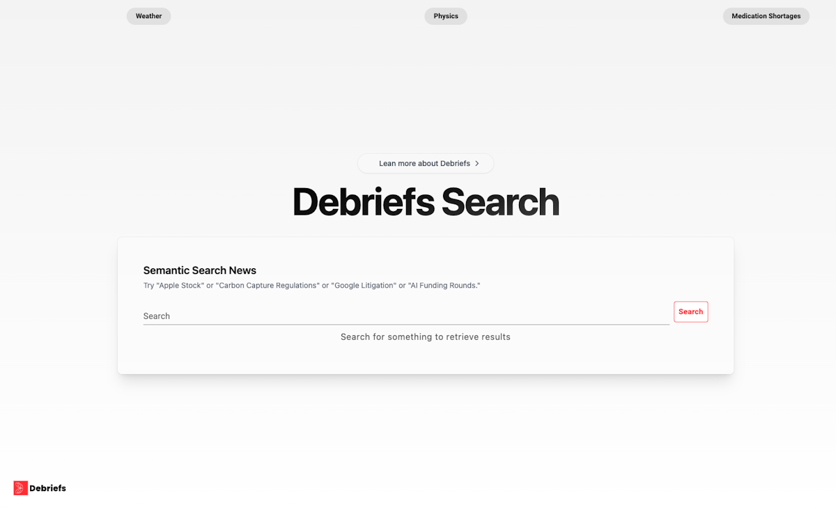 Debriefs Search Engine